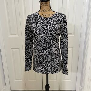 Jones New York Black and White Fitted Blouse